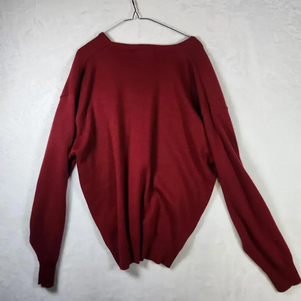 Lee‎ Sport Red V Neck Sweater Mens XL USA Made Lightweight Knit Pullover